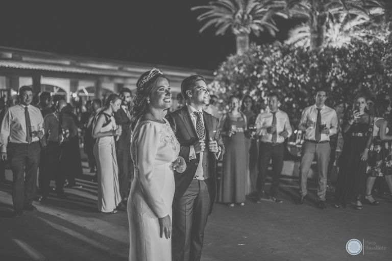 Fotografía en blanco y negro celebración de boda